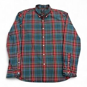 J.Crew XL Plaid Button-Down Dress Shirt - Green/Red